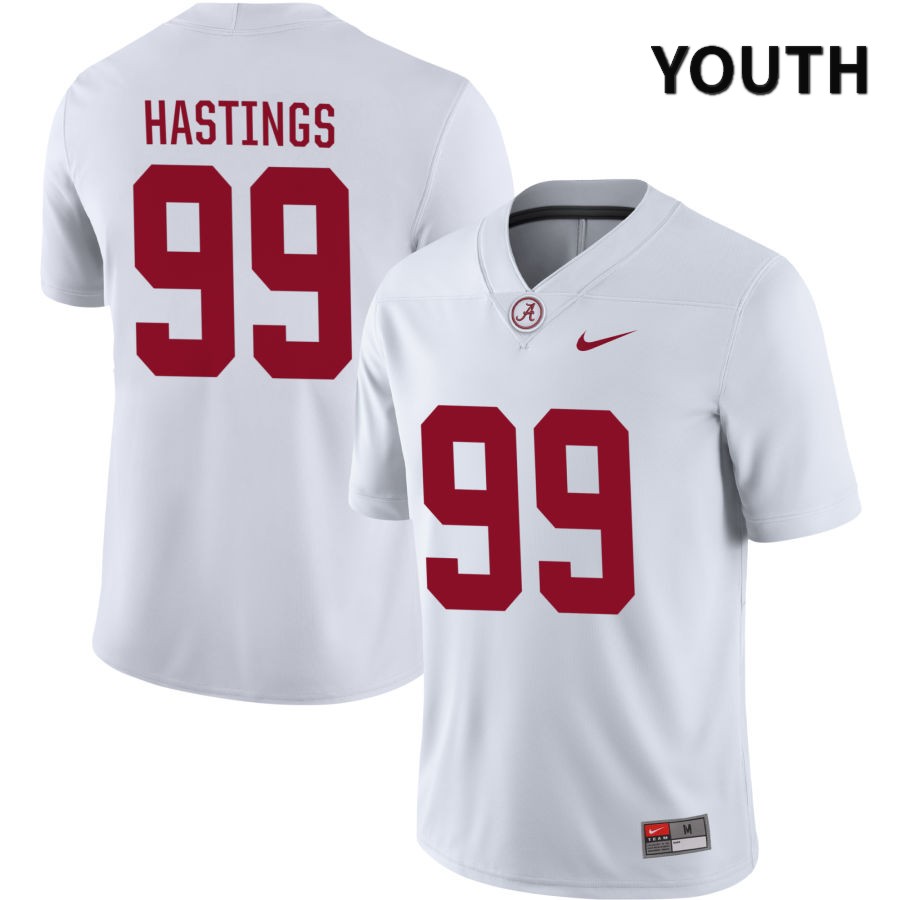 Alabama Crimson Tide Youth Isaiah Hastings #99 NIL White 2022 NCAA Authentic Stitched College Football Jersey YF16J37ZZ